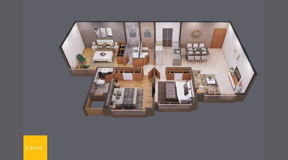 TRU-Spectrum-Life-Floor-Plan-3 BHK-832 Sqft